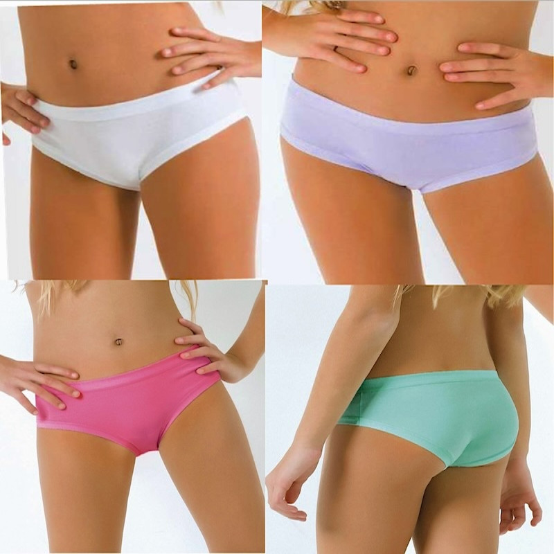 Made in Italy High Quality Girls Breathable Bikini Underwear Cotton Modal Set White Lilac Tiffany Pink